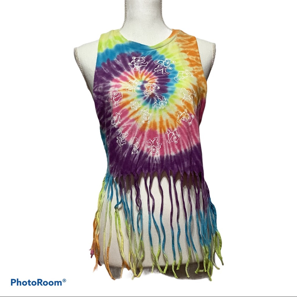 Tie Dye Grateful Dead Bears Crop Top Size Small